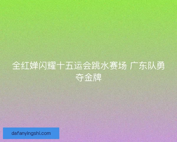 全红婵闪耀十五运会跳水赛场 广东队勇夺金牌